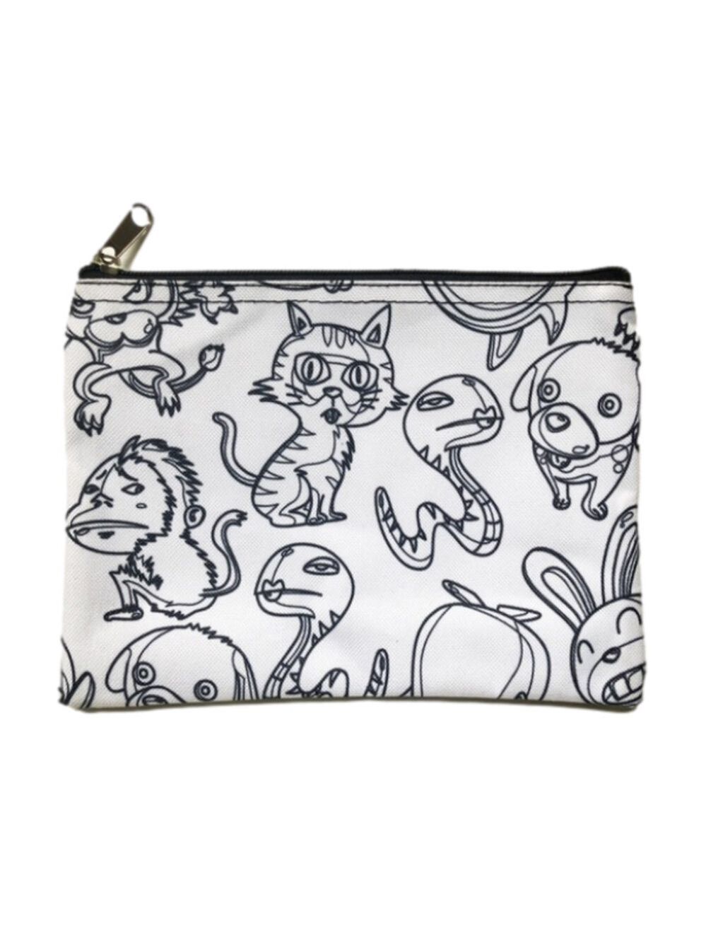 𝅺Zippered Pencil Case or Storage Pouch in Animal Cartoon Print